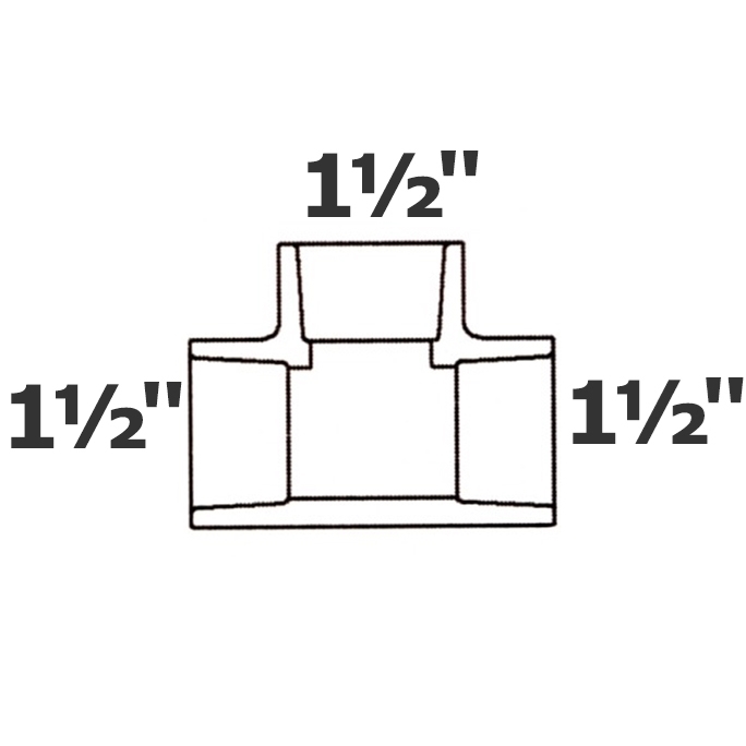 T gris 1 1/2 sl x 1 1/2 sl x 1 1/2 sl sch 40