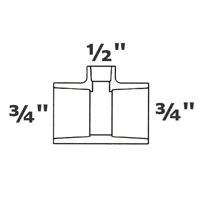 T reductor gris 3/4 sl x 3/4 sl x 1/2 sl sch 40