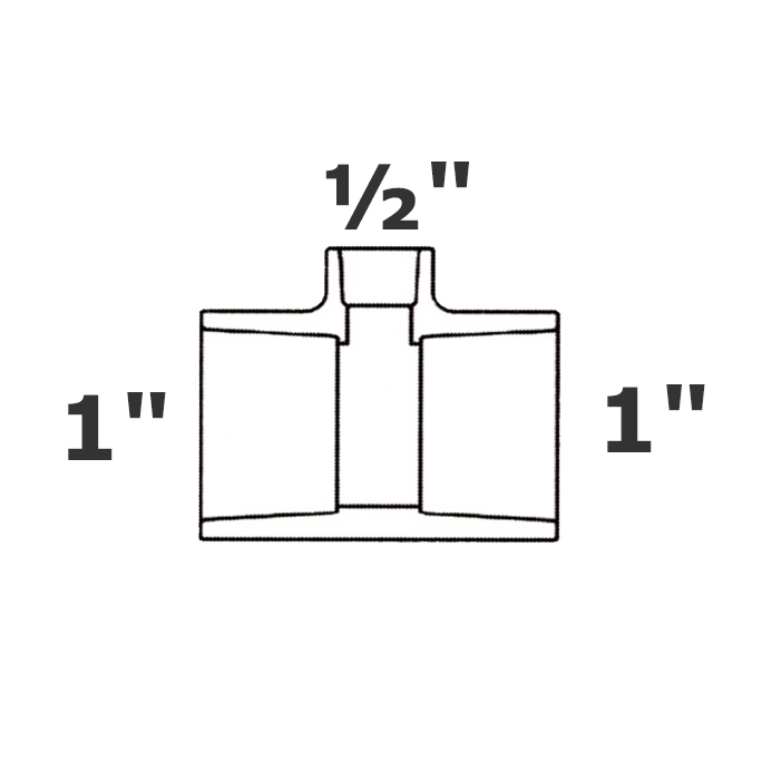 T reductor gris 1 sl x 1 sl x 1/2 sl sch 40