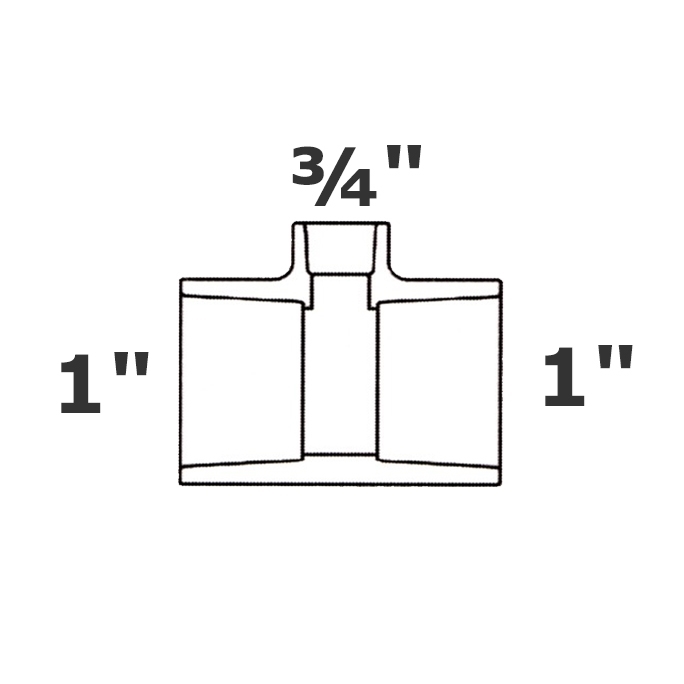 T reductor gris 1 sl x 1 sl x 3/4 sl sch 40