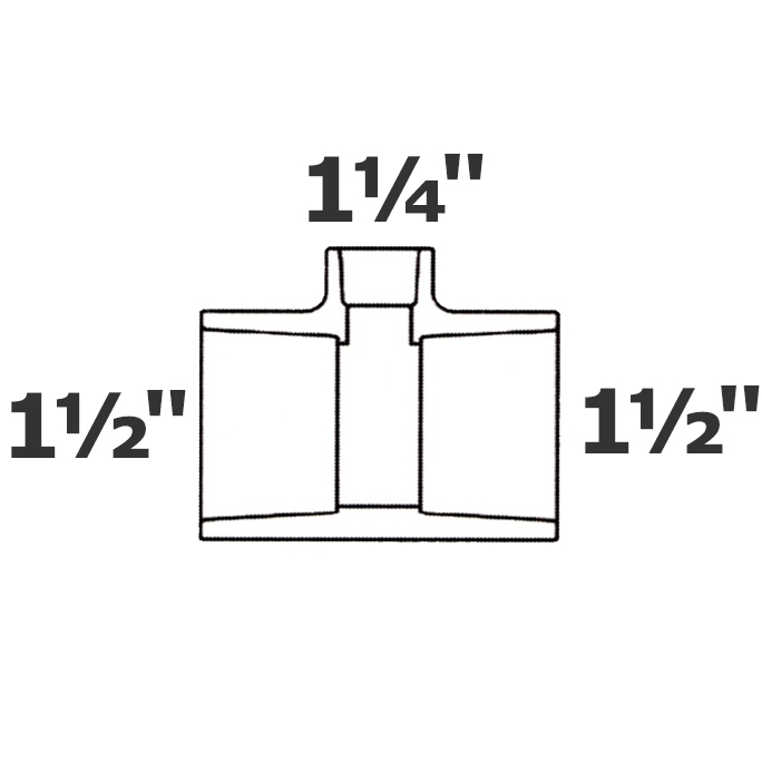 Reducer tee Grey 1 1/2 sl x 1 1/2 sl x 1 1/4 sl sch 40