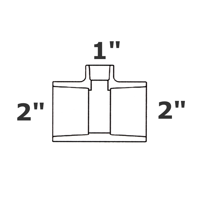 T reductor gris 2 sl x 2 sl x 1 sl sch 40