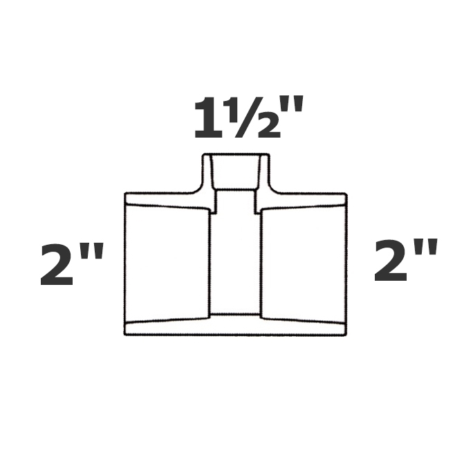 T reductor gris 2 sl x 2 sl x 1 1/2 sl sch 40