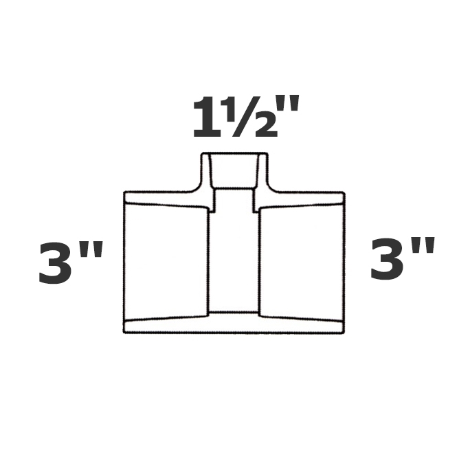 T reductor gris 3 sl x 3 sl x 1 1/2 sl sch 40