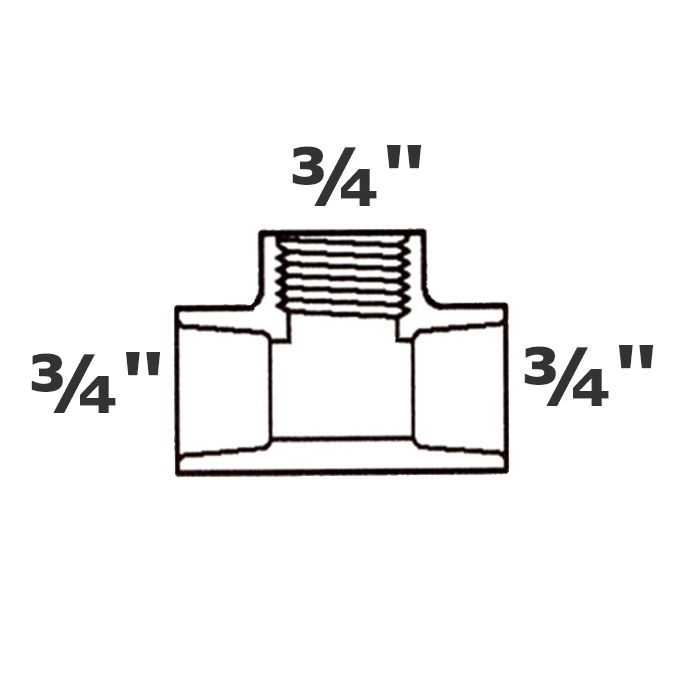 T gris 3/4 sl x 3/4 sl x 3/4 FPT sch 40