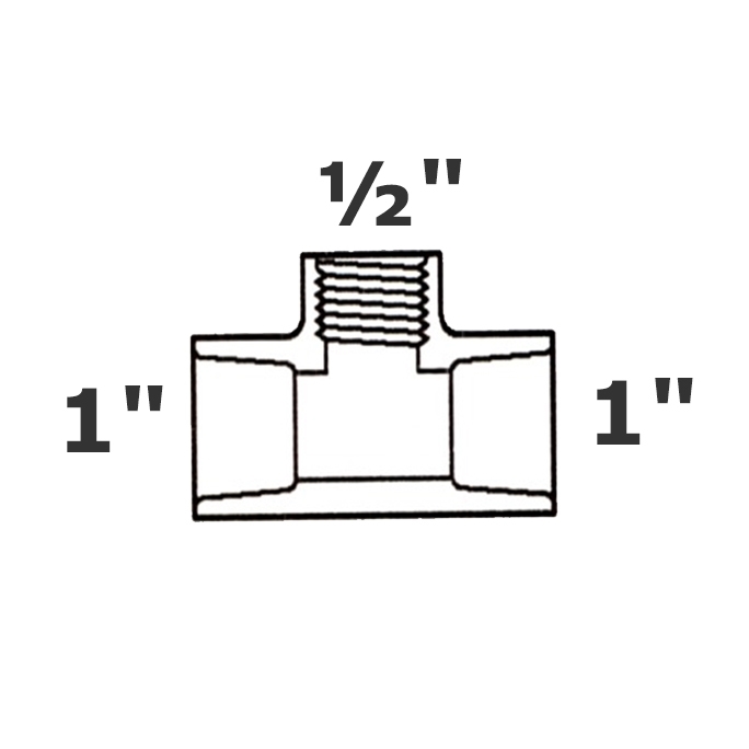 T reductor gris 1 sl x 1 sl x 1/2 FPT sch 40