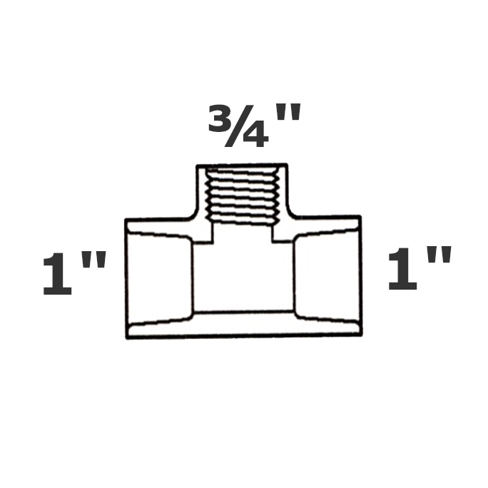 T reductor gris 1 sl x 1 sl x 3/4 FPT sch 40