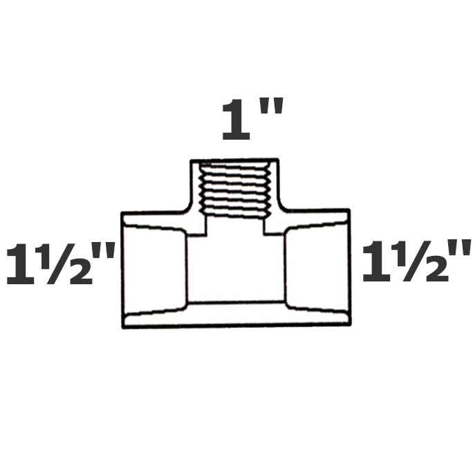 Reducer tee grey 1 1/2 sl x 1 1/2 sl x 1 FPT sch 40