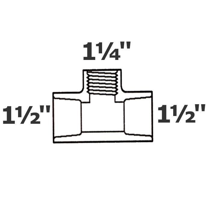 Reducer tee grey 1 1/2 sl x 1 1/2 sl x 1 1/4 FPT sch 40