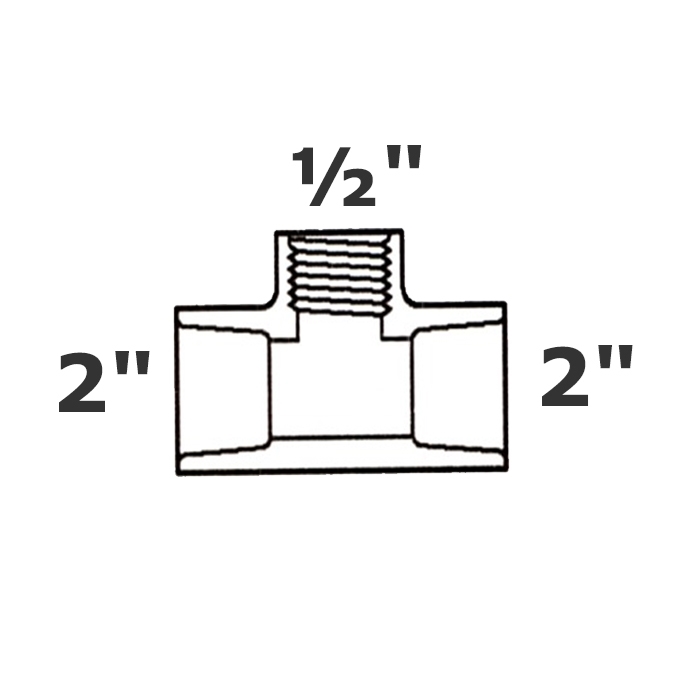 Reducer tee grey 2 sl x 2 sl x 1/2 FPT sch 40