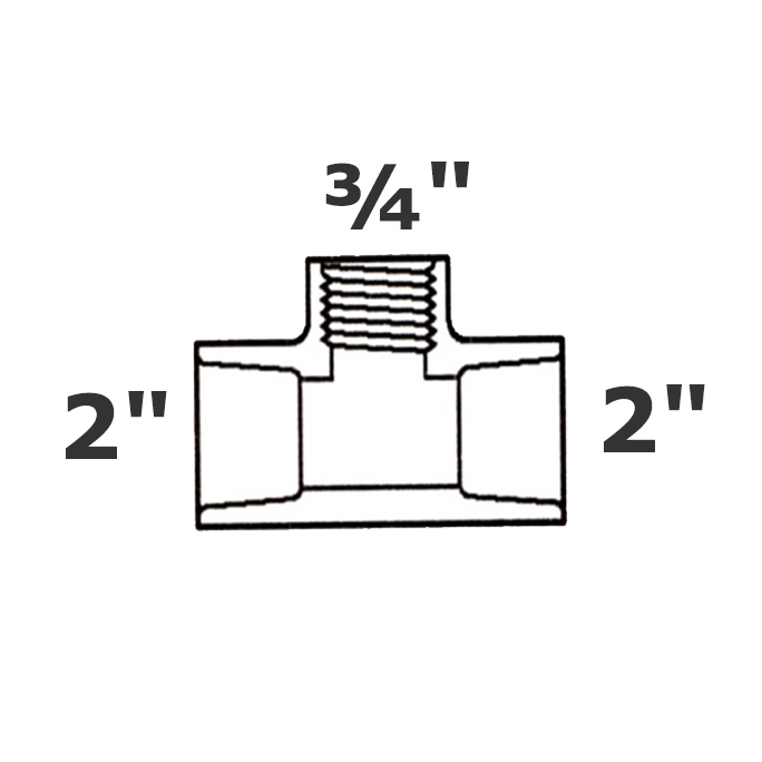 T reductor gris 2 sl x 2 sl x 3/4 FPT sch 40