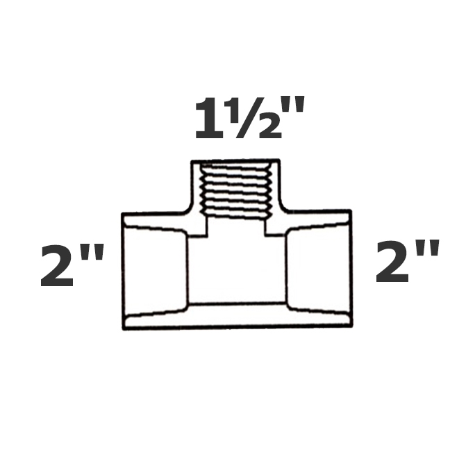 Reducer tee grey 2 sl x 2 sl x 1 1/2 FPT sch 40