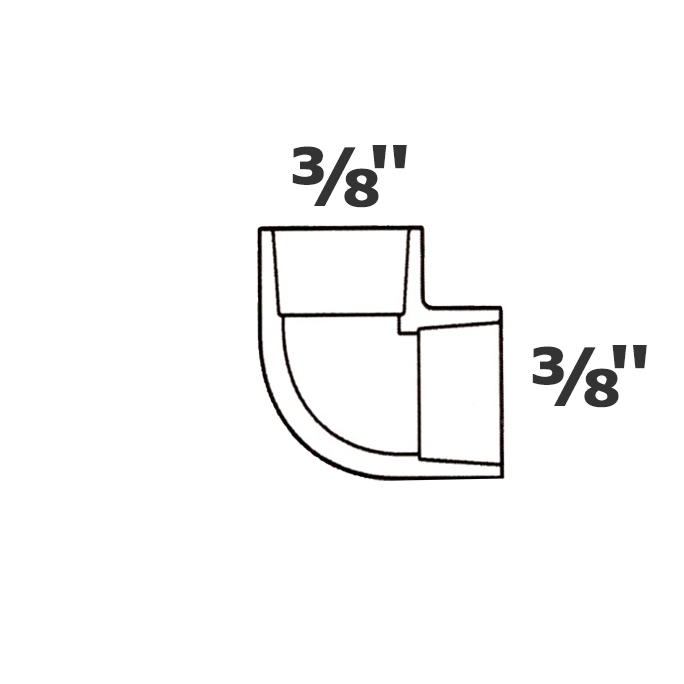 Codo gris 90° 3/8 sl x 3/8 sl sch 40