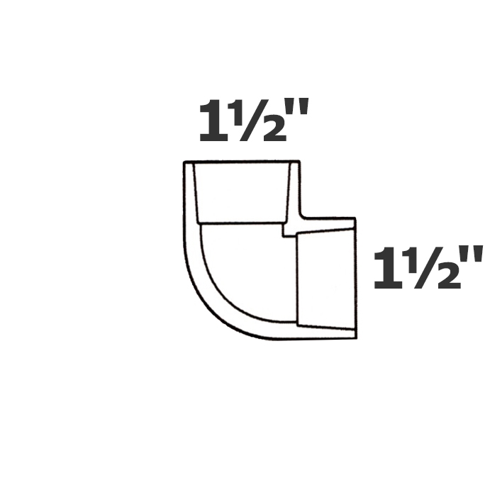 Coude gris 90° 1 1/2 sl x 1 1/2 sl sch 40