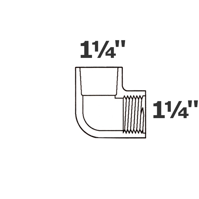 Coude gris 90° 1 1/4 sl x 1 1/4 FPT sch 40