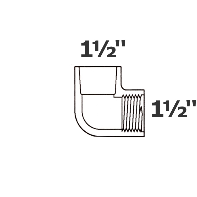 Coude gris 90° 1 1/2 sl x 1 1/2 FPT sch 40