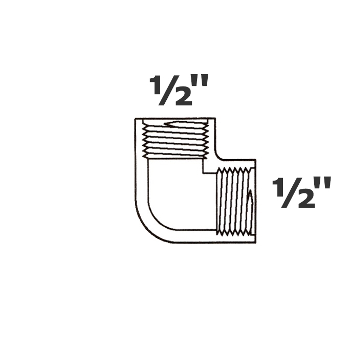 Codo gris 90° 1/2 FPT x 1/2 FPT sch 40