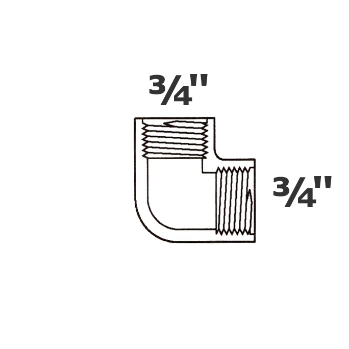 Coude gris 90° 3/4 FPT x 3/4 FPT sch 40