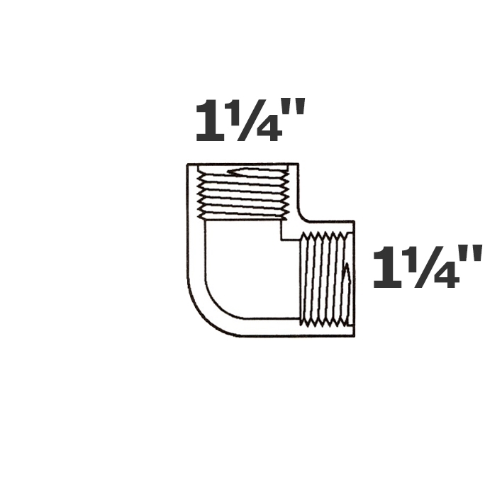 Codo gris 90° 1 1/4 FPT x 1 1/4 FPT sch 40