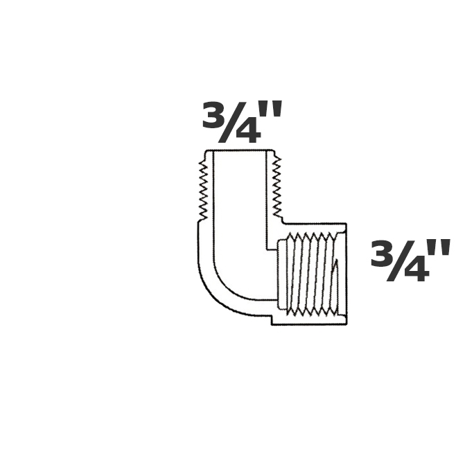 Codo gris 90° 3/4 MPT x 3/4 FPT sch 40