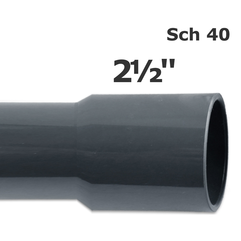 Tubo PVC sch 40 gris 2 1/2"  (ID 2,445" OD 2,875") (10') campana final
