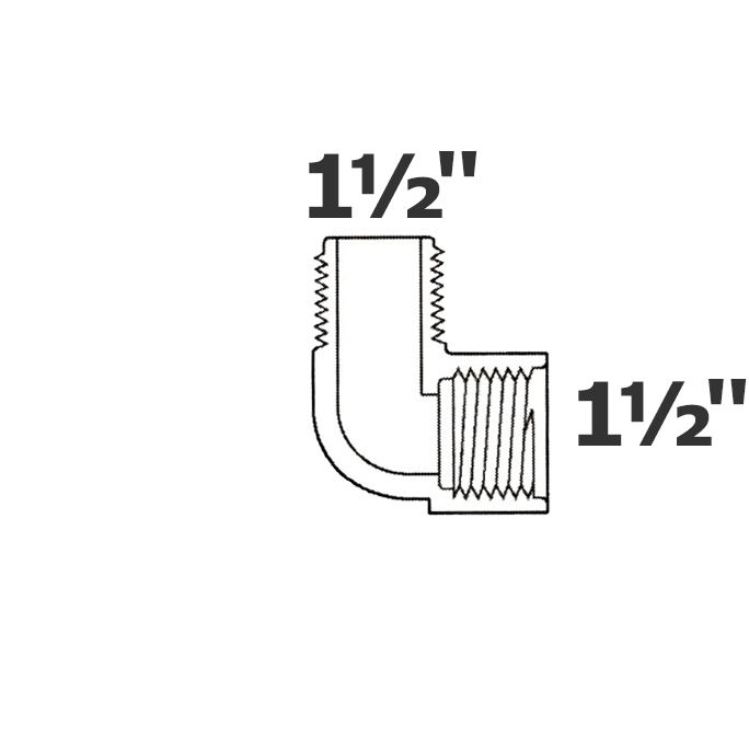 Coude gris 90° 1 1/2 MPT x 1 1/2 FPT sch 40