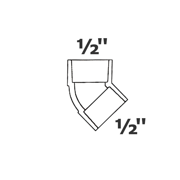 Coude gris 45° 1/2 sl x 1/2 sl sch 40