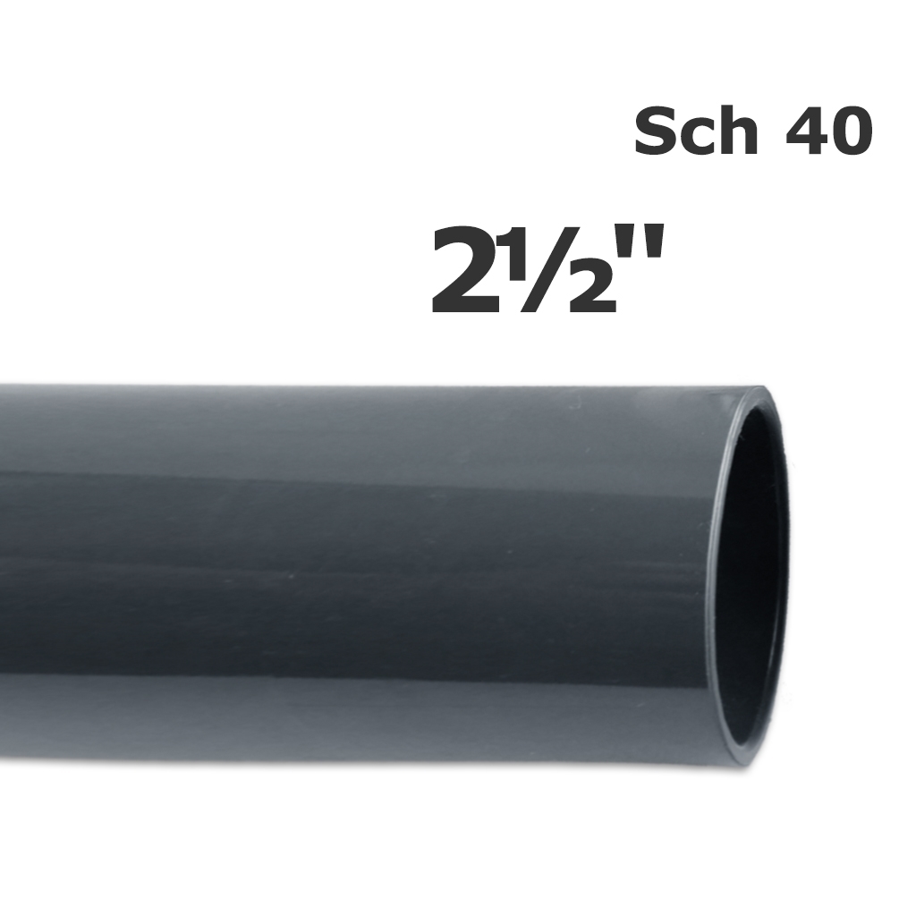 Tuyau PVC Ced 40 gris 2 1/2 po (diamètre intérieur 2,445 po, diamètre extérieur 2,875 po) (10 pi)