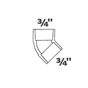 Codo gris 45° 3/4 sl x 3/4 sl sch 40