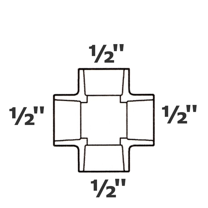 Croix grise 1/2 sl x 1/2 sl x 1/2 sl x 1/2 sl sch 40