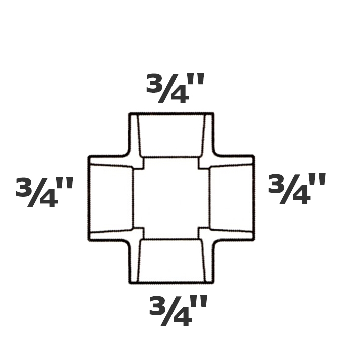 Croix grise 3/4 sl x 3/4 sl x 3/4 sl x 3/4 sl sch 40