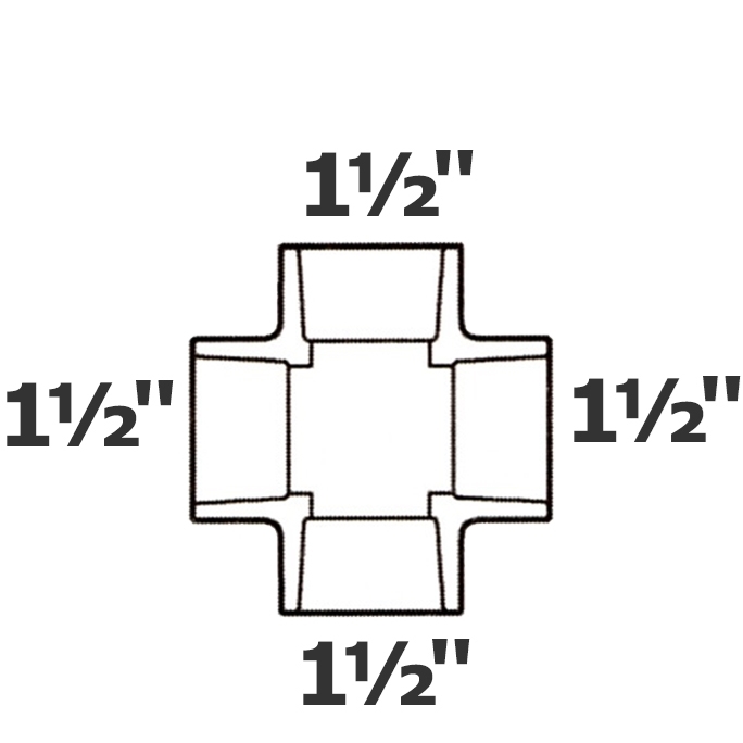 Croix grise 1 1/2 sl x 1 1/2 sl x 1 1/2 sl x 1 1/2 sl sch 40