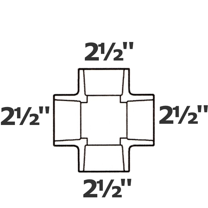 Croix grise 2 1/2 sl x 2 1/2 sl x 2 1/2 sl x 2 1/2 sl sch 40