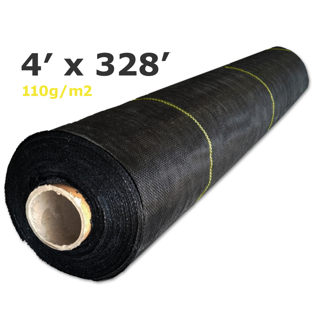 Cubierta de tierra negro tejida con líneas amarillas 1,22mx100m (4' x 328') 110g, permeable