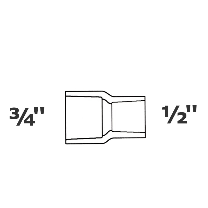 Acoplamiento reductor gris 3/4 sl x 1/2 sl sch 40