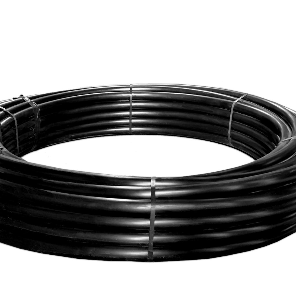 Tubo de PE negro de 1 1/4" estándar, 100 PSI (diámetro interior 1-5/16", diámetro exterior 1-9/16") (300')