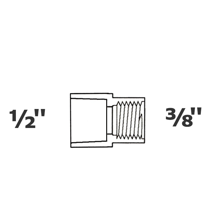 Adaptador gris reduce 1/2 sl x 3/8 FPT sch 40