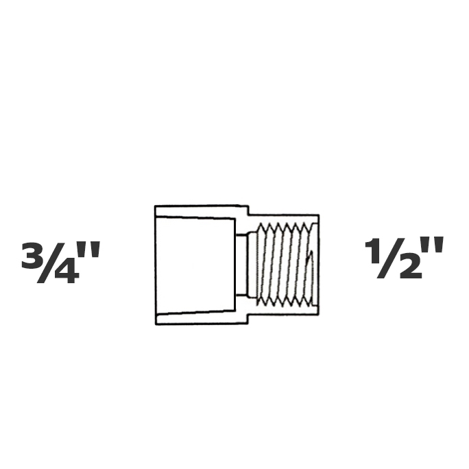 Adaptador gris reduce 3/4 sl x 1/2 FPT sch 40