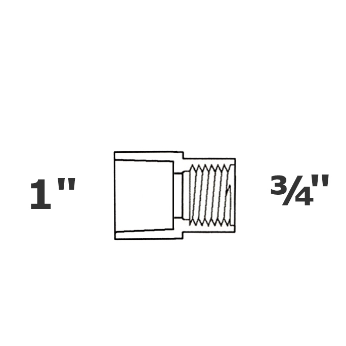 Adaptador gris reduce 1 sl x 3/4 FPT sch 40