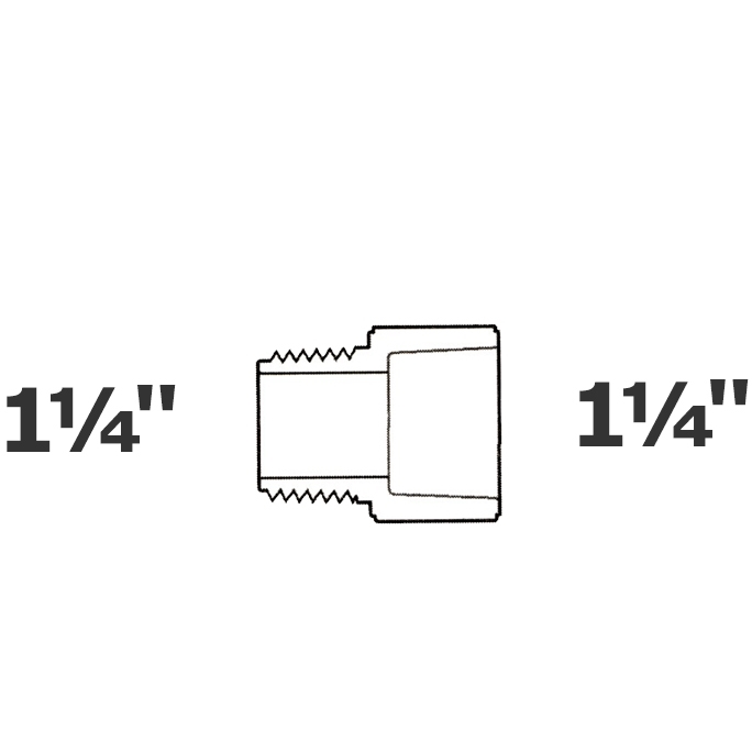 Adaptateur gris 1 1/4 MPT x 1 1/4 sl sch 40