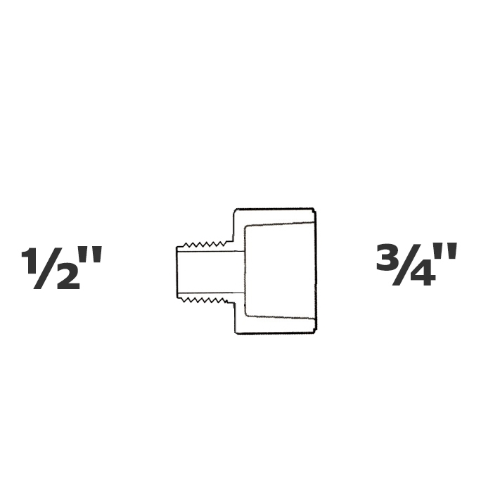 Adaptador gris reduce 1/2 MPT x 3/4 sl sch 40