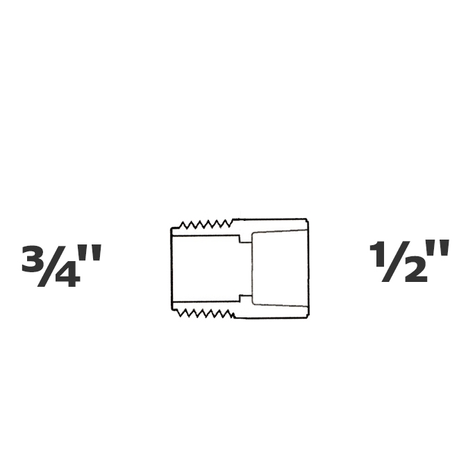 Adaptateur gris réduit 3/4 MPT x 1/2 sl sch 40