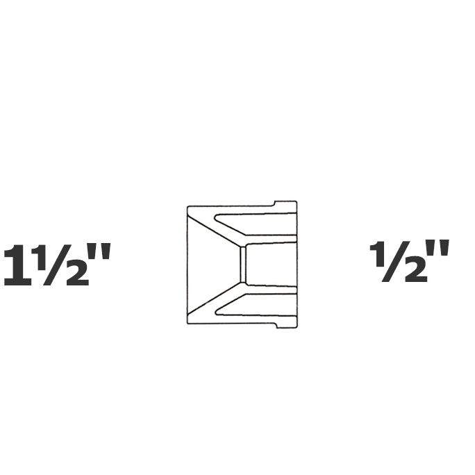 Reduced grey 1 1/2 SP x 1/2 sl sch 40