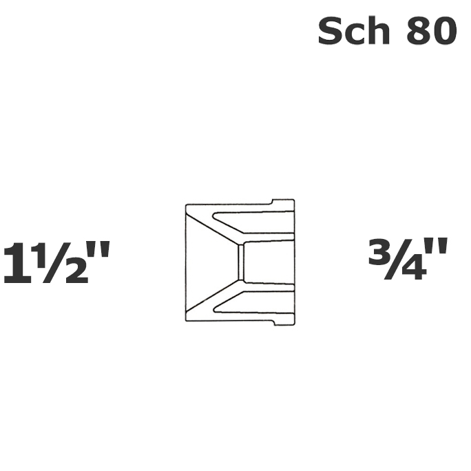 Reduced grey 1 1/2 SP x 3/4 sl sch 80