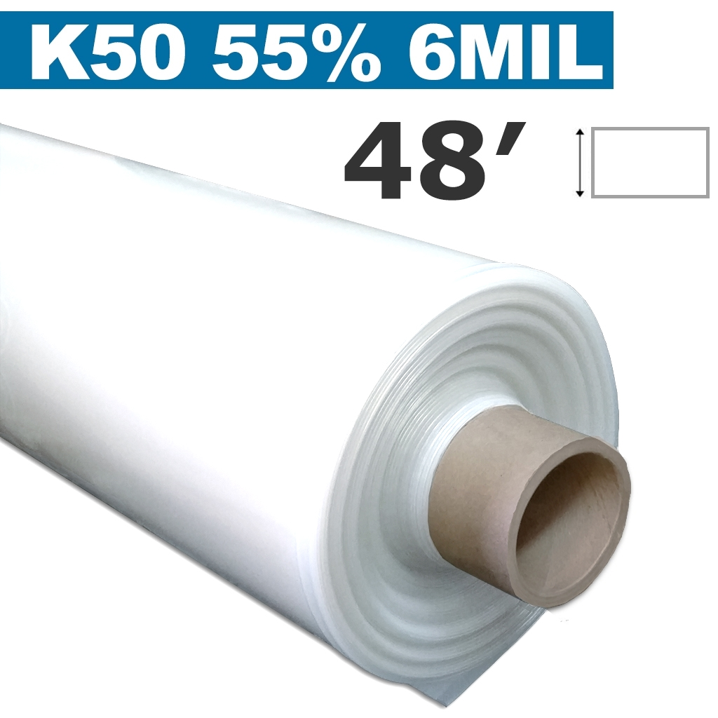 Poly 48' White Sheet opacity 55% 6mil 50UV Klerk's