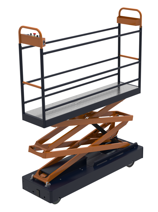 Chariot Élec/Rail/Hydr. Berg BeNomic Star 300 2 ciseaux, hauteur max. 300cm , max 250kg, plat.200cm de long