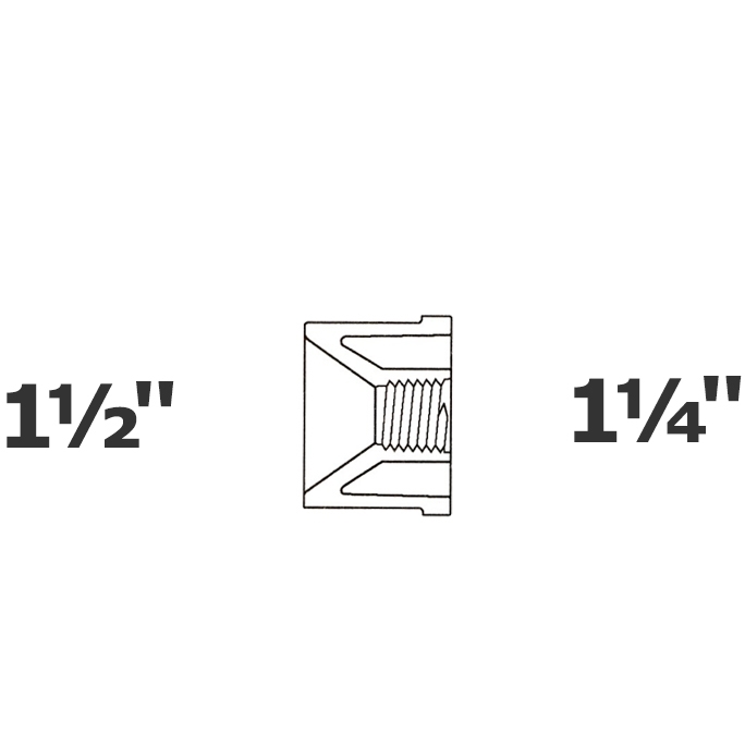 Reduced grey 1 1/2 SP x 1 1/4 FPT sch 40