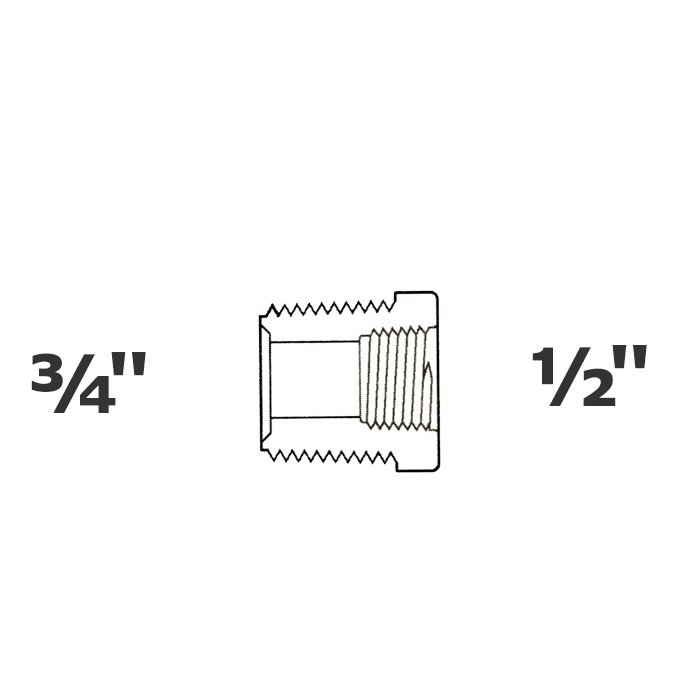 Reduced grey 3/4 MPT x 1/2 FPT sch 40