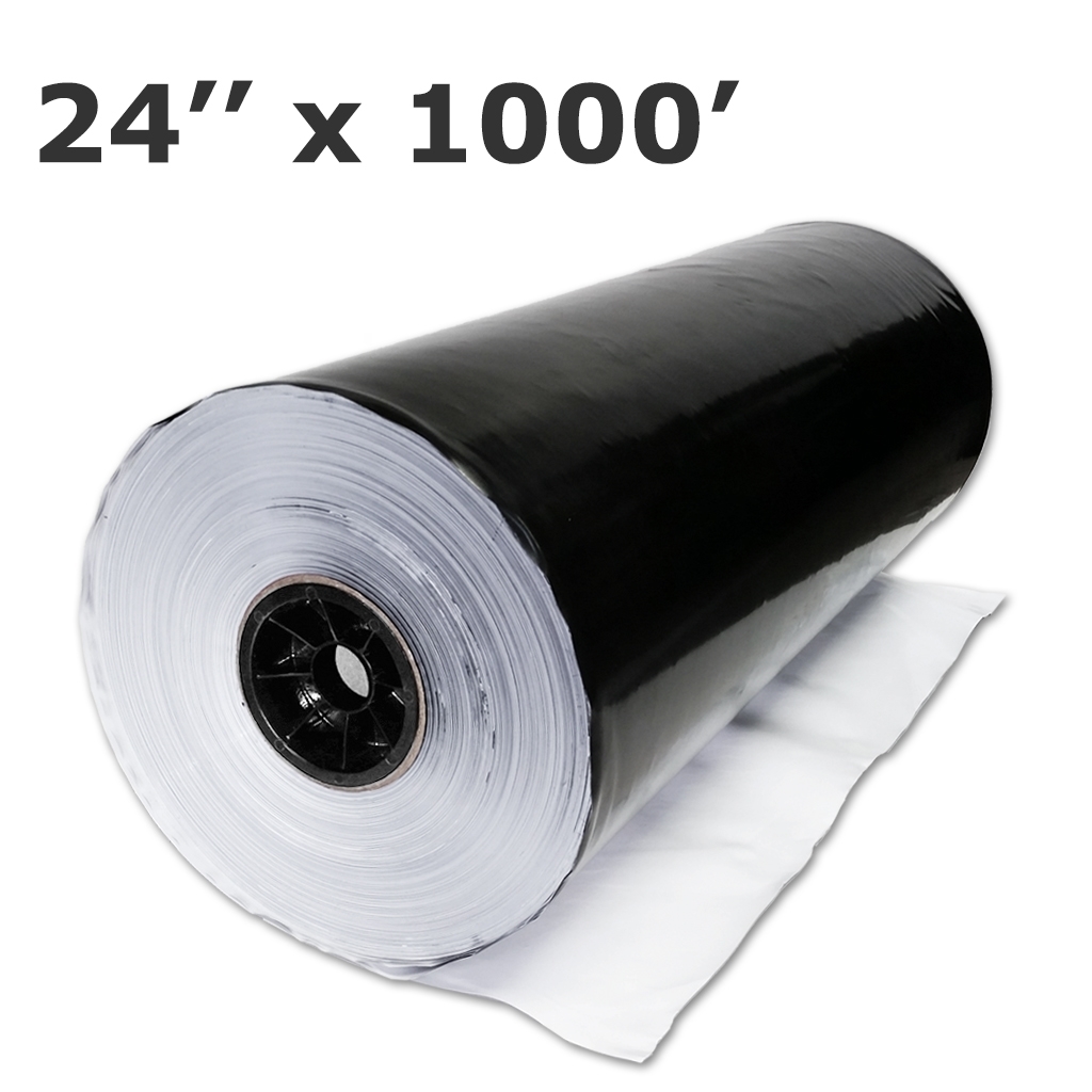 Tapis negro y blanco 24"x1000' 5.5mil, núcleo de 3"