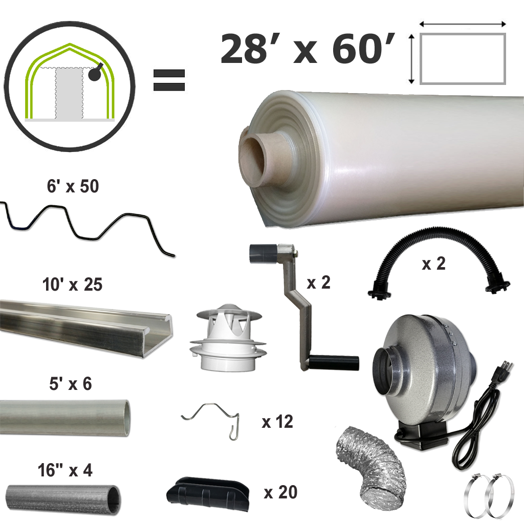 Cover kit for residential greenhouse (double polyethylene with blower) - As seen at l'Académie Potagère